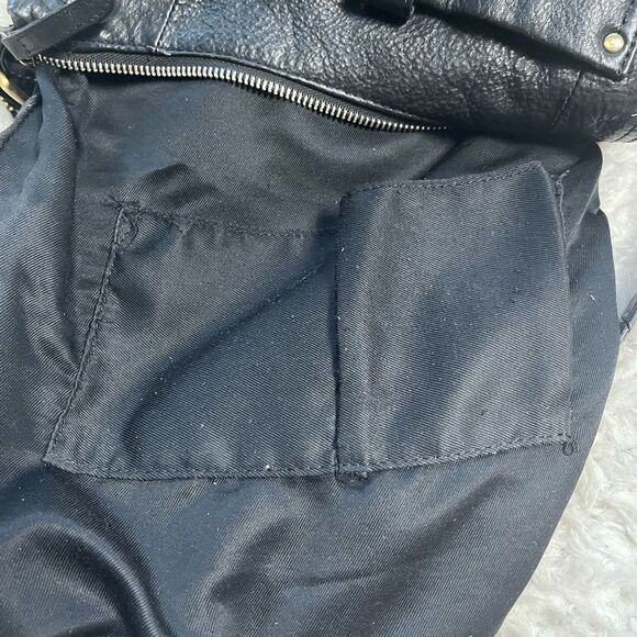 Great American Leather work black medium shoulder/crossbody bag brass hardwares - Picture 13 of 14